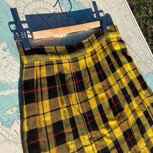 Vintage Yellow Plaid Kilt Skirt